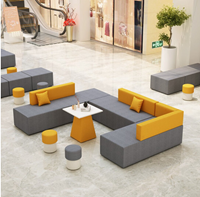 图片 办公沙发现代简约异形沙发创意个性转角沙发接待区大堂沙发茶几组合 直角转弯沙发